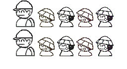 小学生2人と幼児8人のイラスト